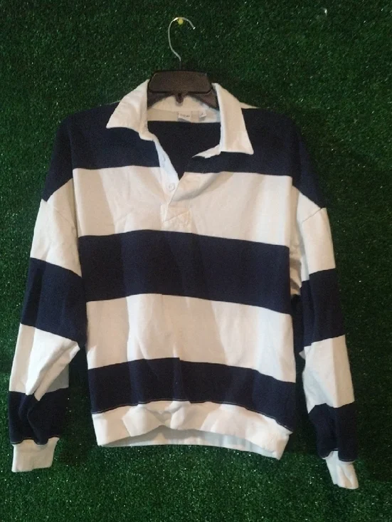 Aritzia TNA Striped Rugby Sweater in Navy and Cream - Women - Picture 5 of 5